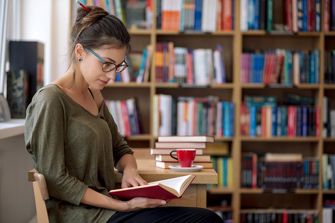 woman reading a book