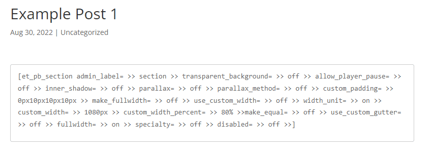 Example of shortcode